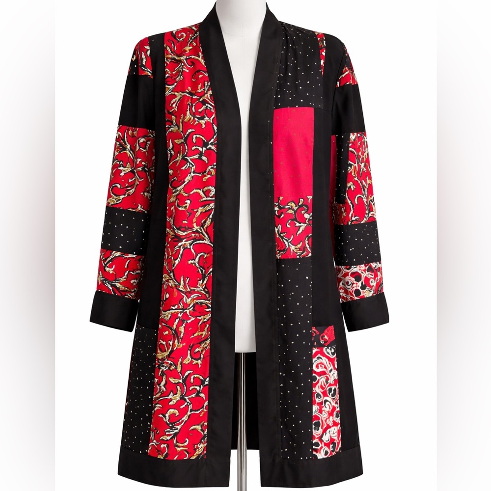 Collection Jeanne Marc Vintage Patchwork Duster Jacket Artwear - Picture 2 of 13